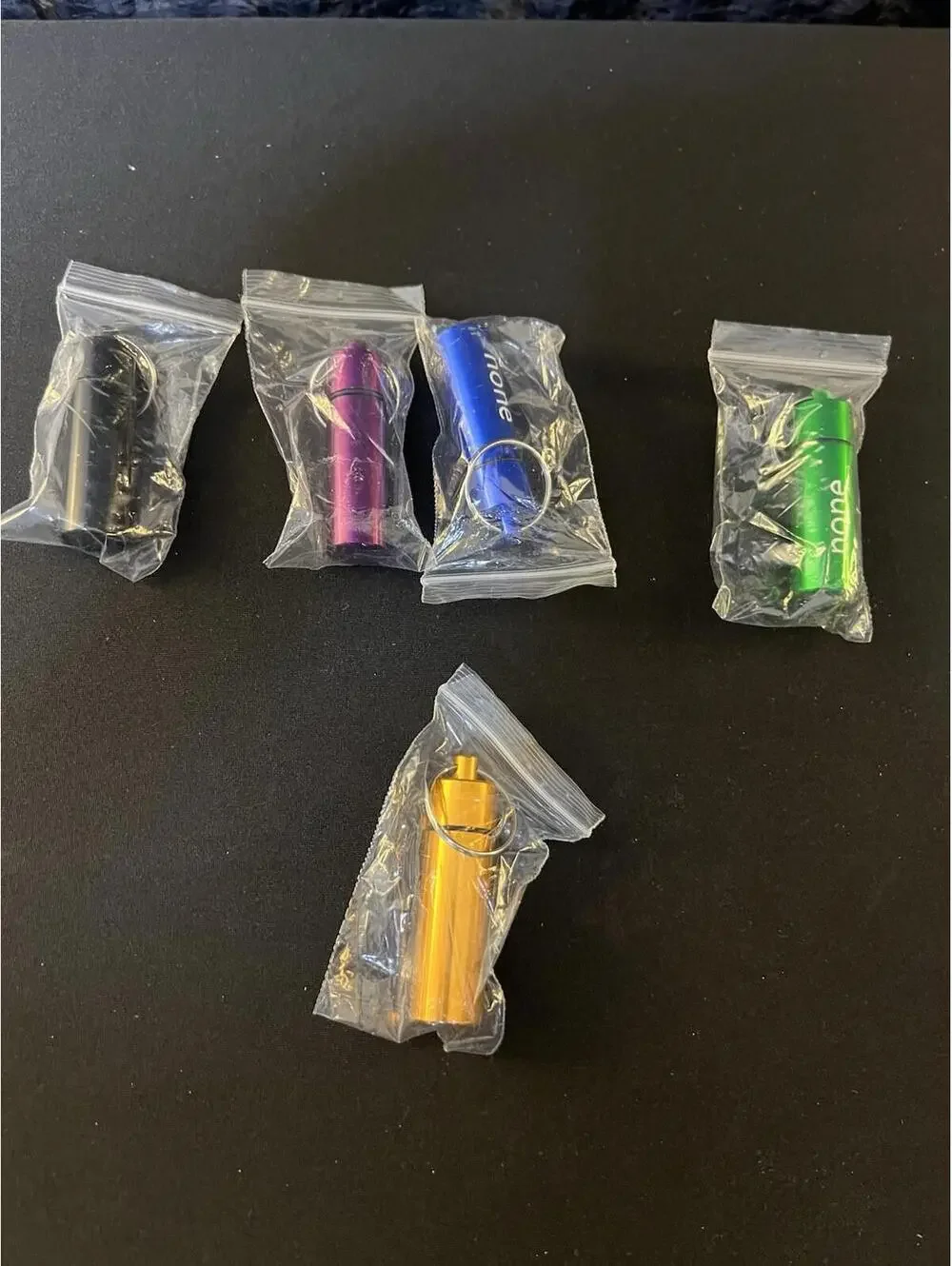 5 Waterproof Small Metal Pill Box Bottle Holder Container Keychain